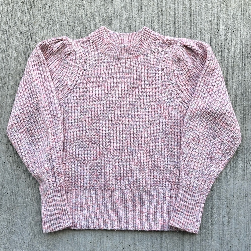 PINK PUFFED SLEEVE SWEATER